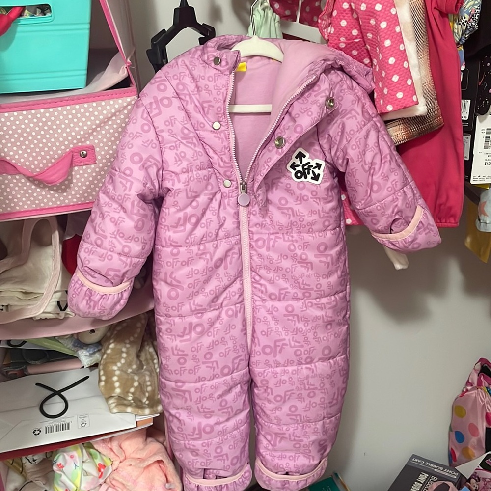 Wore once 9-12 months off white snowsuit